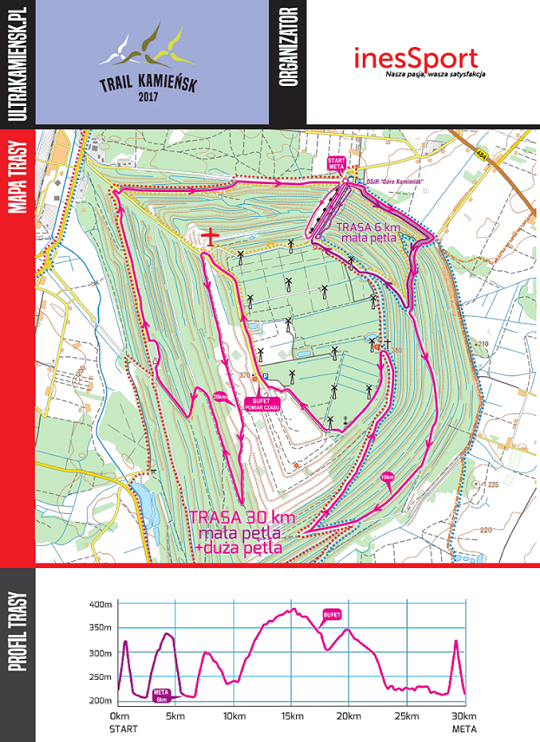 mapa i profil trail Kamiensk